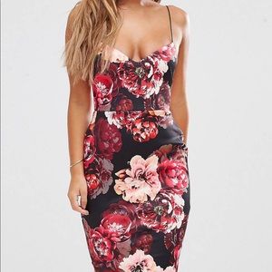 NWT ASOS PLUNGE FLORAL MIDI DRESS